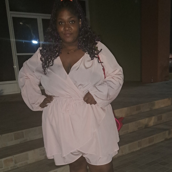 Wrap Front Frill Long Sleeve Romper - Picture 2 of 3